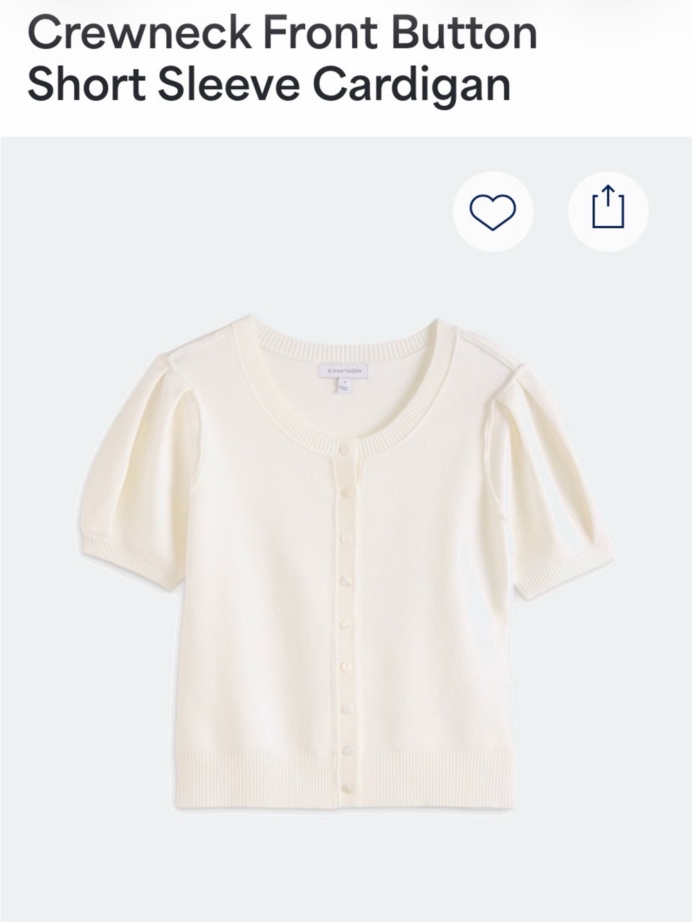 41 Hawthorn Cream Puff Sleeve Button Front Knit Cardigan – Med
